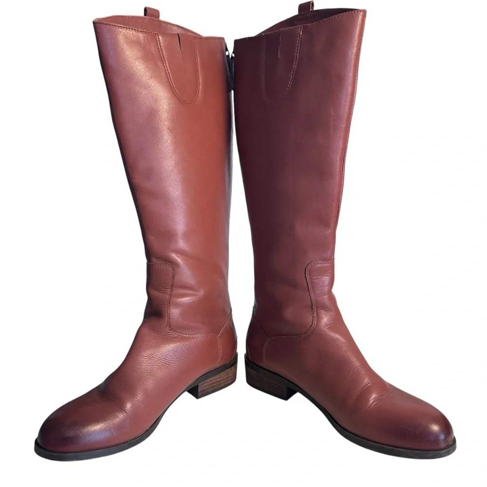 Array Derby Leather Knee High Riding Boots 8.5 N